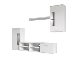 MUEBLE DE TV BLANCO VARIOS MODULOS Y CRISTAL NUEVO