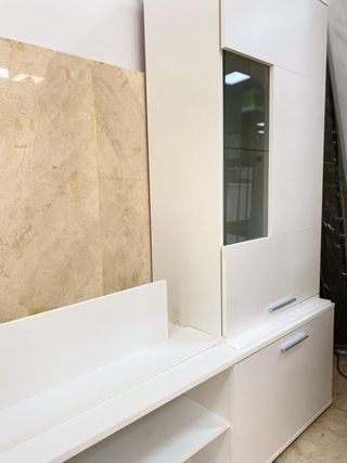 MUEBLE DE TV BLANCO VARIOS MODULOS Y CRISTAL NUEVO