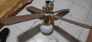Ventilador techo madera dorada