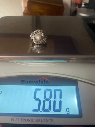 Anillo vintage oro plata perla