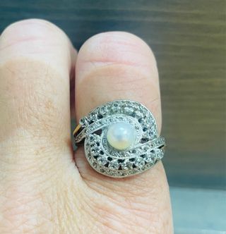Anillo vintage oro plata perla