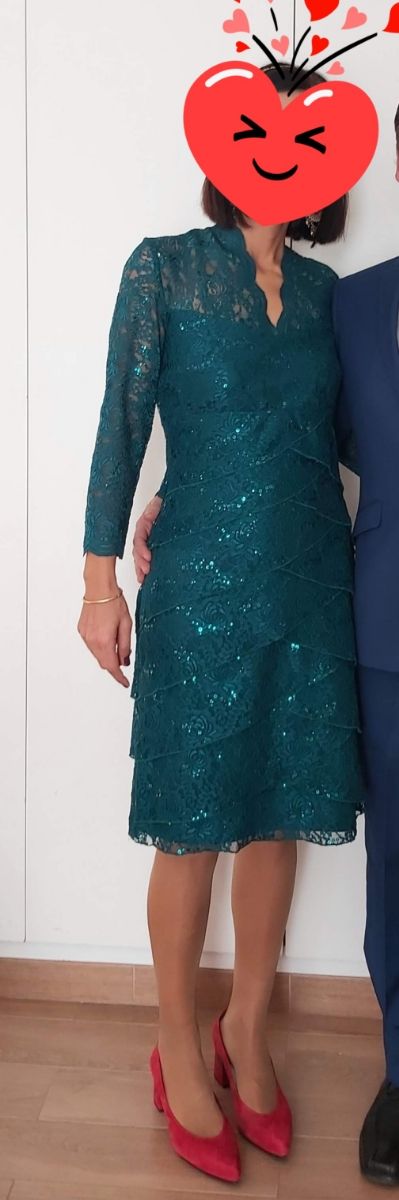 Vestido fiesta encaje verde