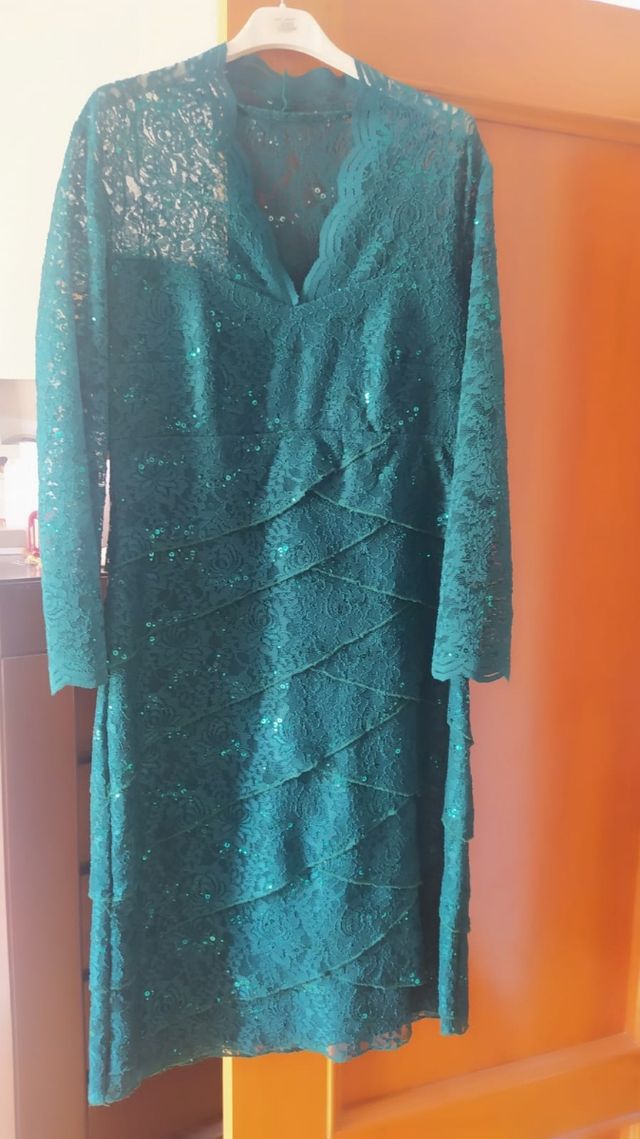 Vestido fiesta encaje verde