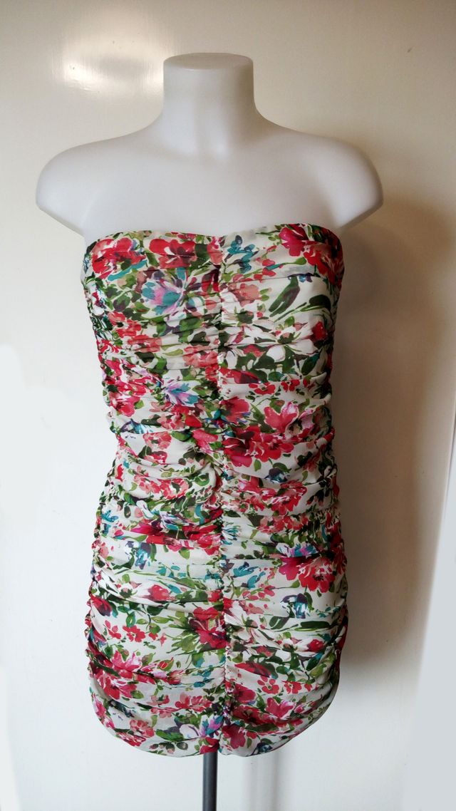 Vestito RELISH fiori increspato spalle scoperte