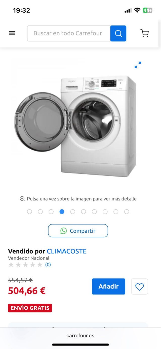 Lavasecadora Whirlpool FFWDB864349WV, 8/6 kg, Carga Frontal, Eficiencia D - Blanco