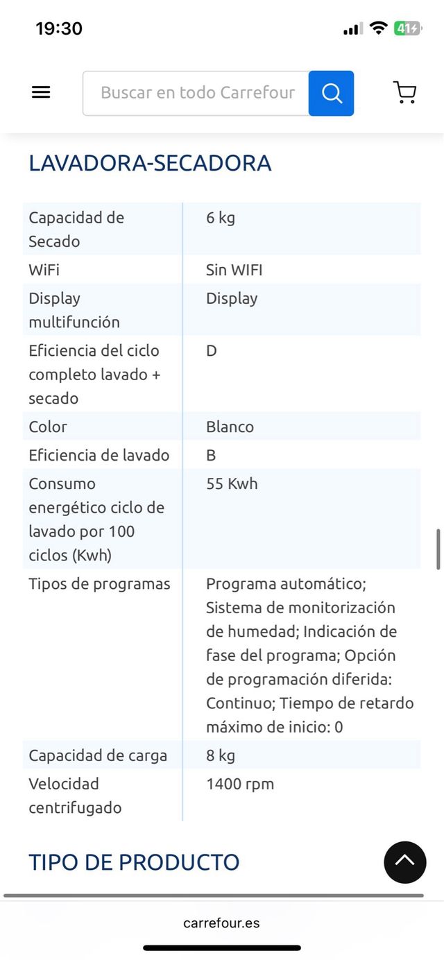 Lavasecadora Whirlpool FFWDB864349WV, 8/6 kg, Carga Frontal, Eficiencia D - Blanco