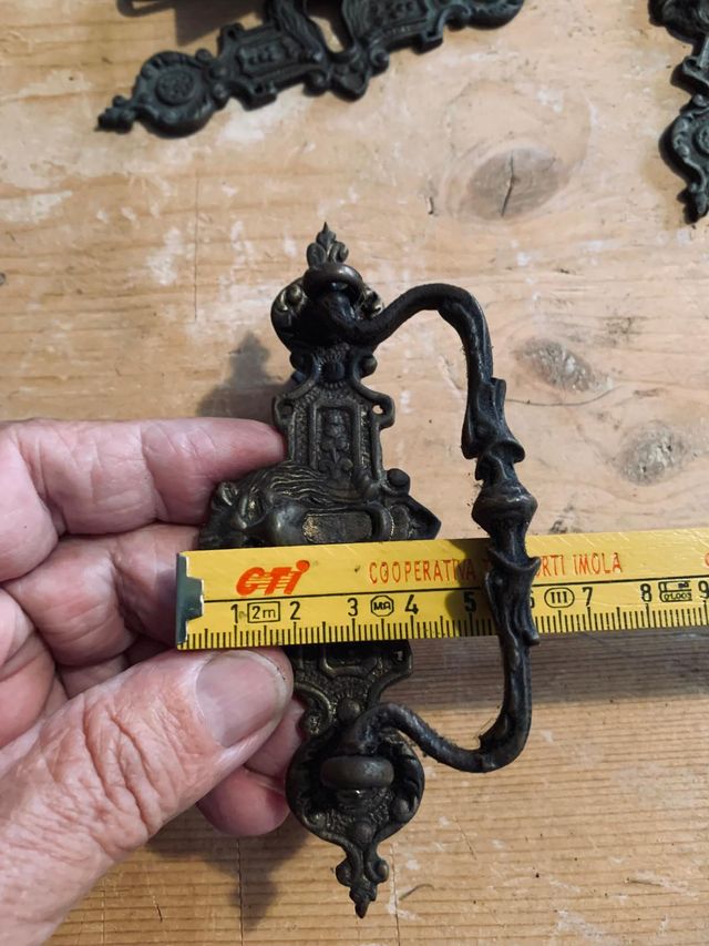 8 Maniglie Ottone Vintage Leone