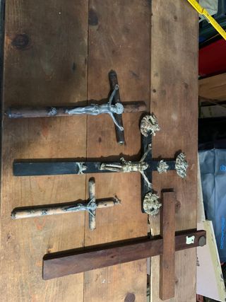 5 Croci Antiche in Legno e Metallo