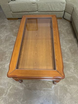 Mesa de centro madera cristal