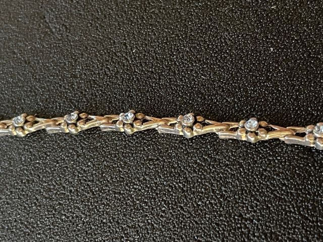 Pulsera plata flores azul