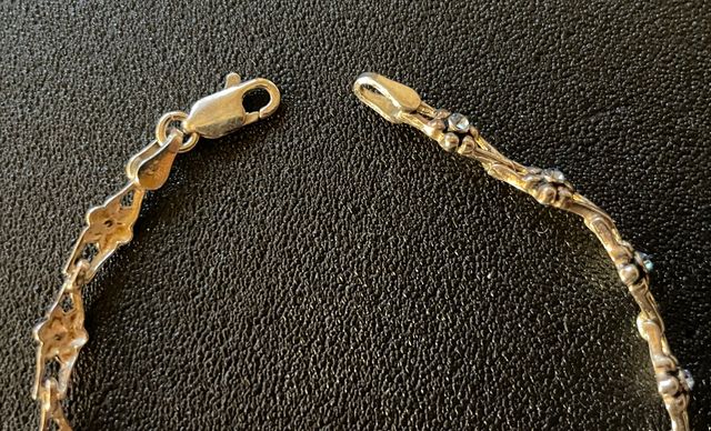 Pulsera plata flores azul