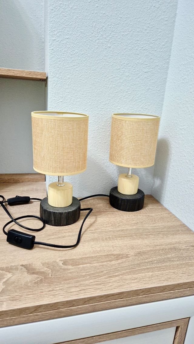 2 lámparas mesita noche - beige