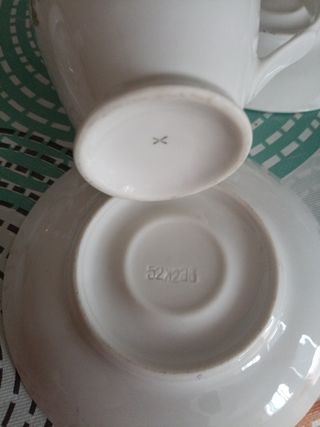 Juego café porcelana plata
