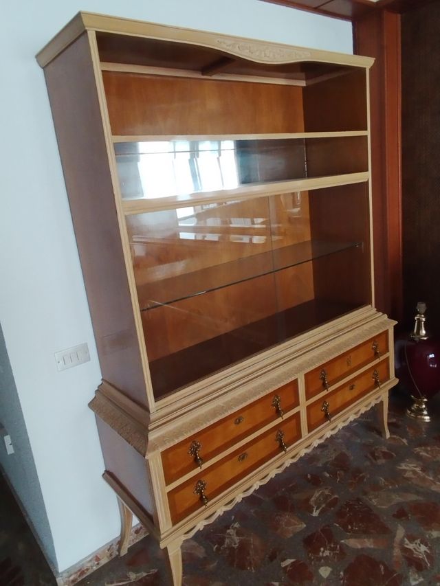 Vitrina vintage madera y cristal