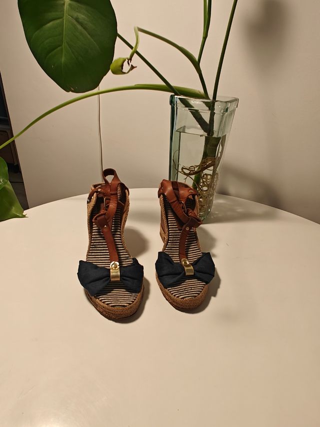 Sandalias cuña mujer - Azul Marino