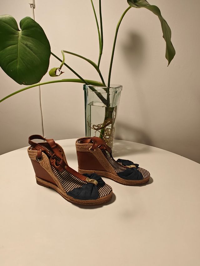 Sandalias cuña mujer - Azul Marino