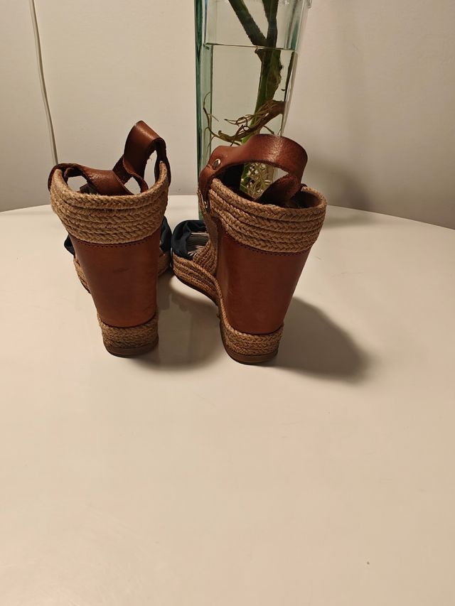 Sandalias cuña mujer - Azul Marino