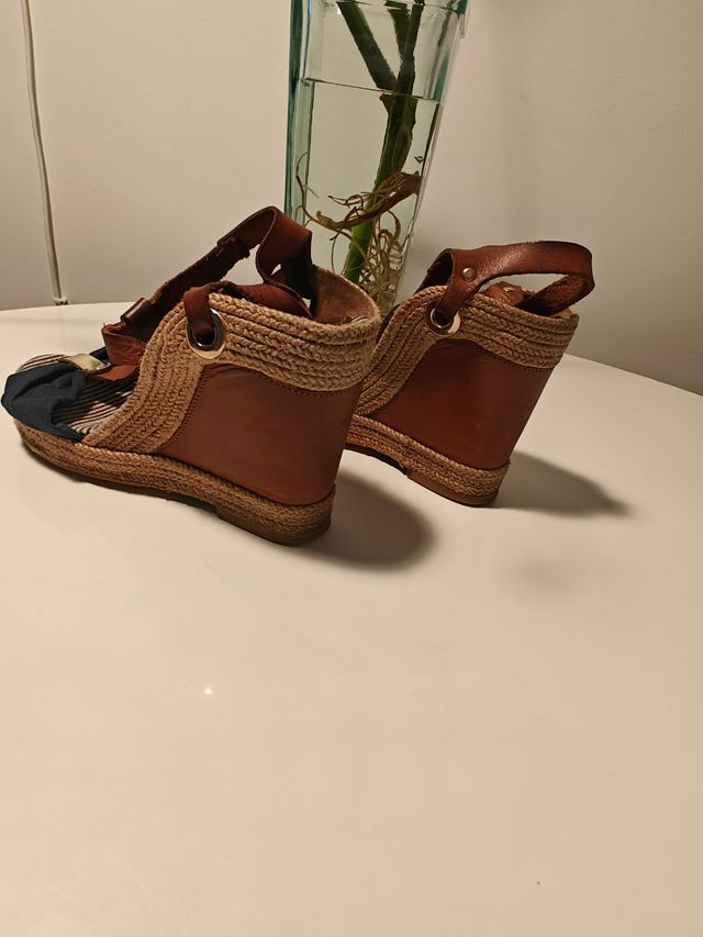 Sandalias cuña mujer - Azul Marino