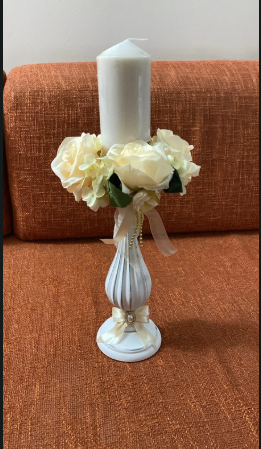 Portacandele shabby chic bianco