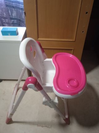 Trona bebé plegable rosa