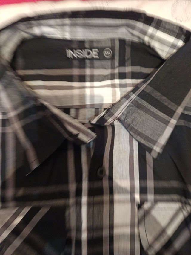 Camisa cuadros negra gris blanco de marca inside
