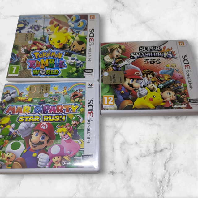 3x Gioco Nintendo 3DS: Pokemon, Mario, Smash Bros