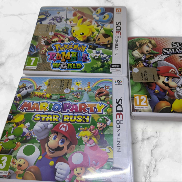 3x Gioco Nintendo 3DS: Pokemon, Mario, Smash Bros