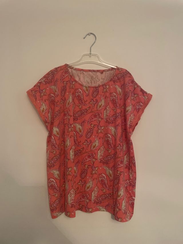 Blusa Cortefiel rosa estampada