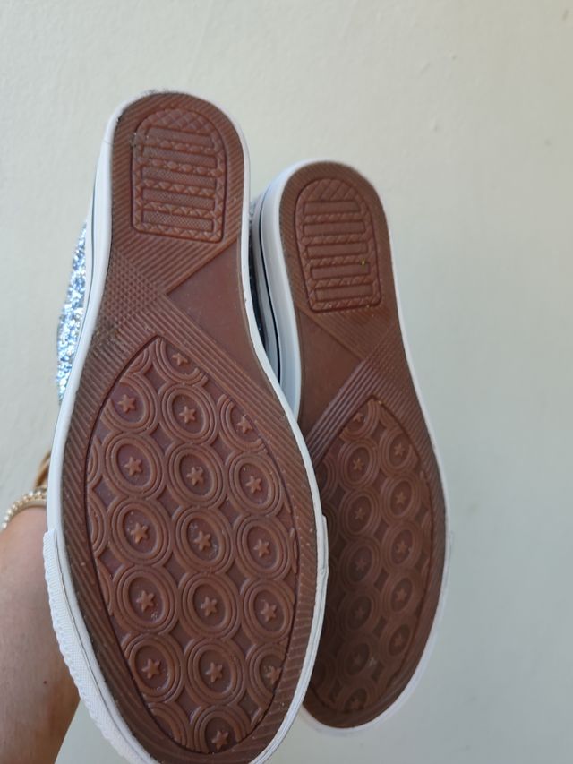 Sneakers con zeppa interna glitter argento alte