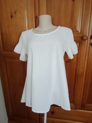 Blusa blanca - Volantes mangas