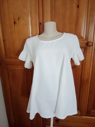 Blusa blanca - Volantes mangas