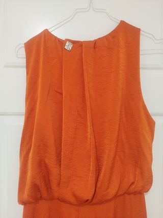 Vestido Zara midi fruncido - Naranja