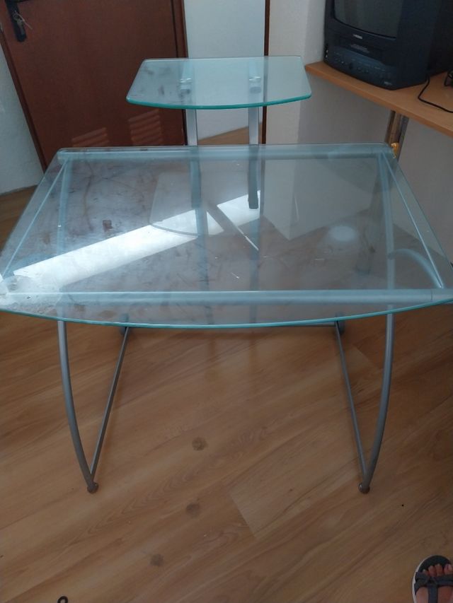 Mesa cristal moderna - oficina