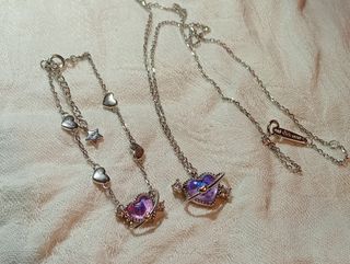 Collar y pulsera corazón plata