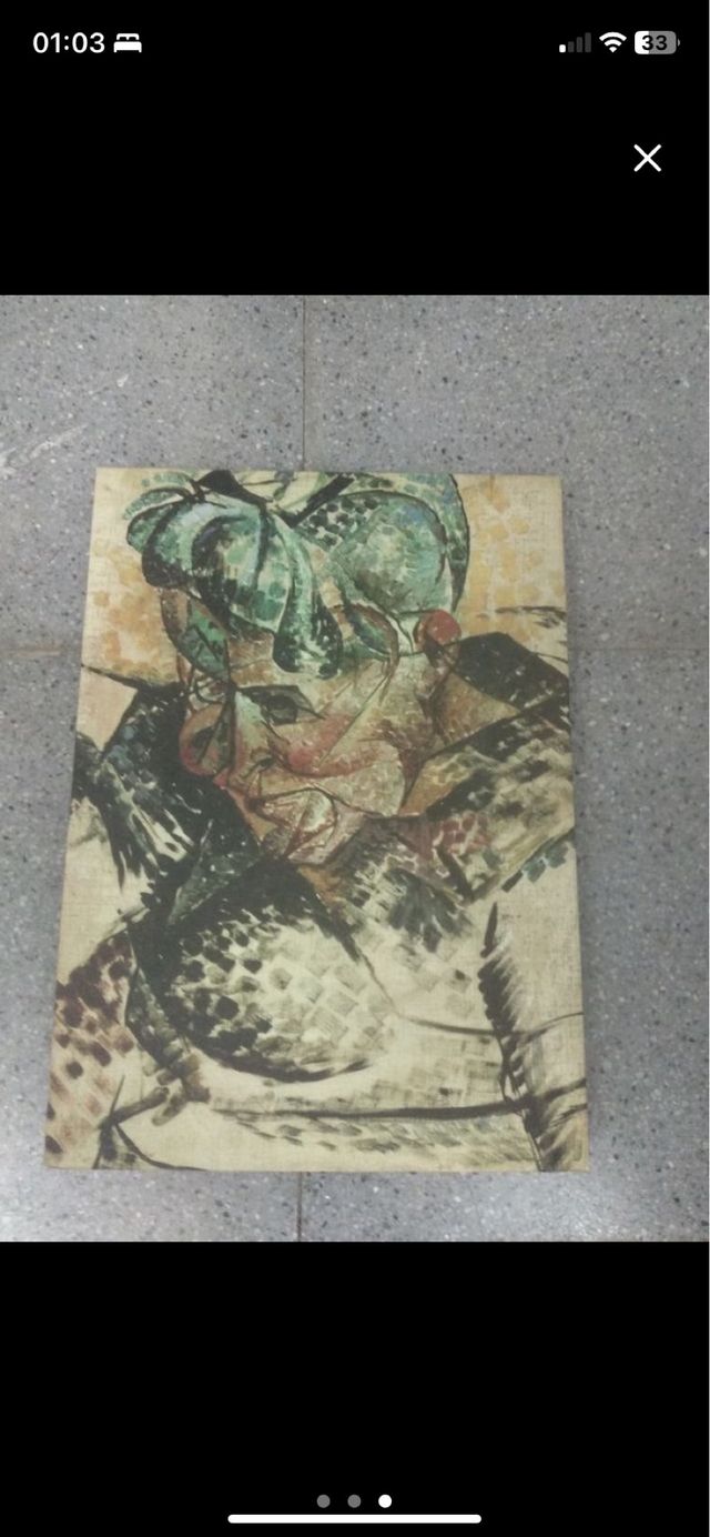 Cuadro abstracto - Verde y beige