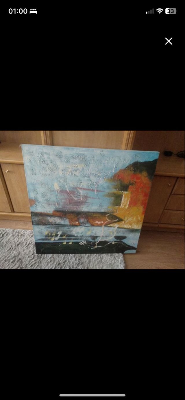 Cuadro acrílico azul y naranja