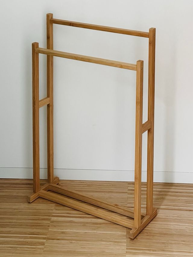 Toallero doble brazo bambú NUEVO /galán noche