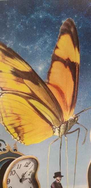 Stampa ispirata a Dalì: Farfalle & Orologi