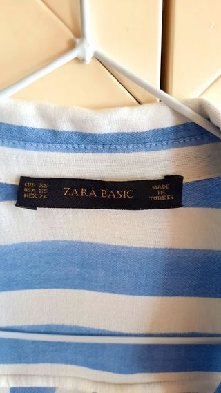 Camisa Zara rayas azul-blanco XS