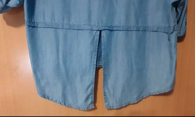 Blusa tencel azul denim S - Asimétrica