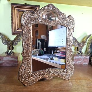 Specchio da tavolo in Argento 925 + oro cm 31x39