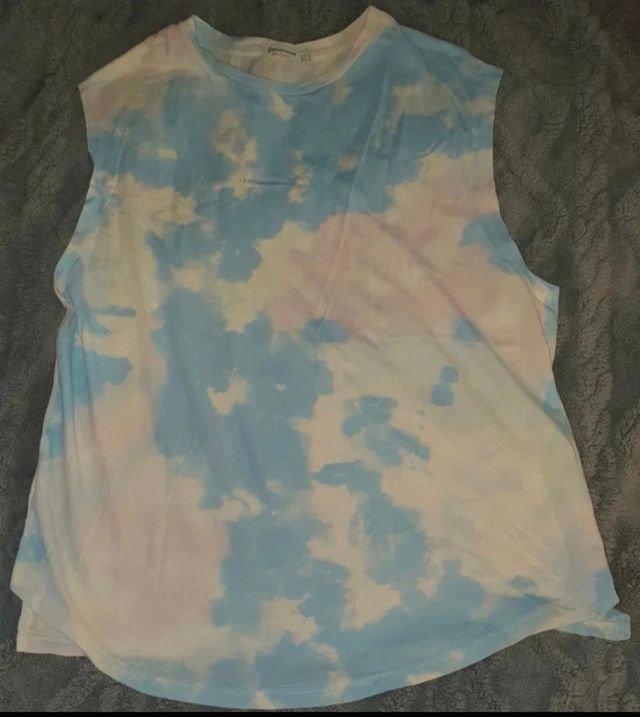 Camiseta sin mangas Stradivarius tie-dye azul S