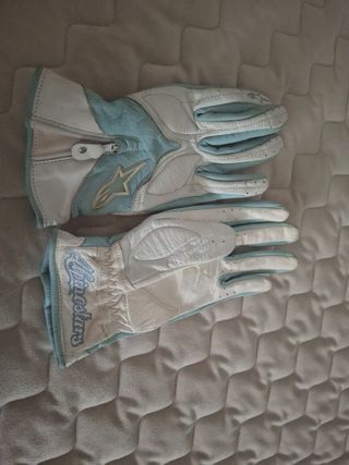 Guantes Alpinestars moto mujer - azules y blancos