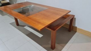 Mesa centro madera cristal