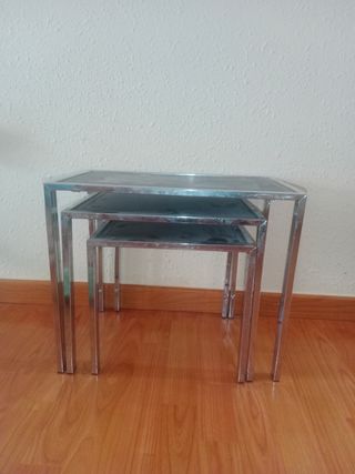 Mesitas nido metalicas plata
