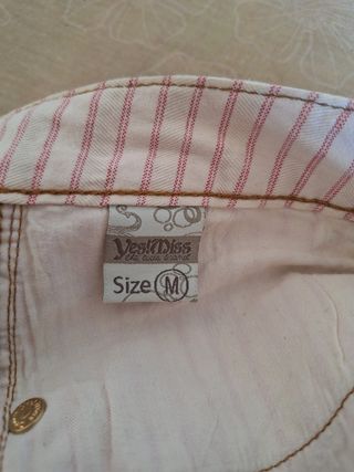 Pantaloni a righe bianco panna