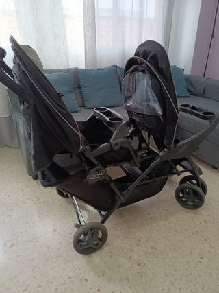 Carrito de bebe doble o gemelar y protector lluvia