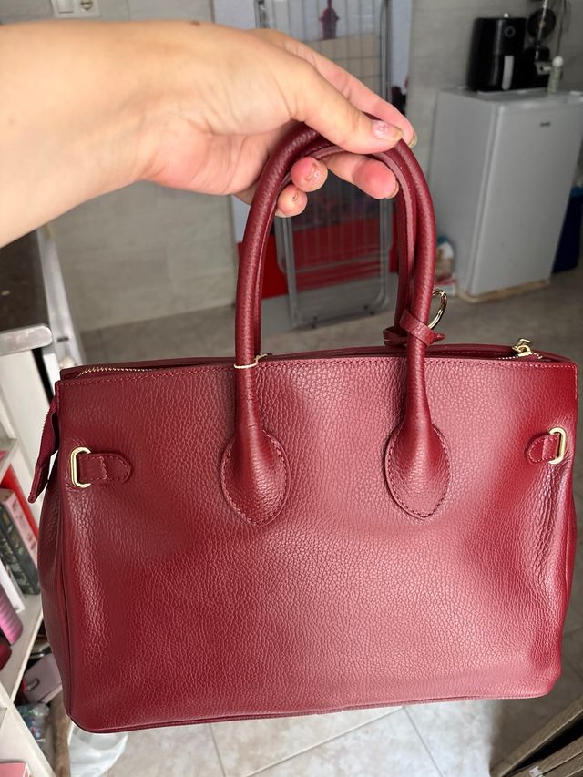 Bolso piel vacuno granate