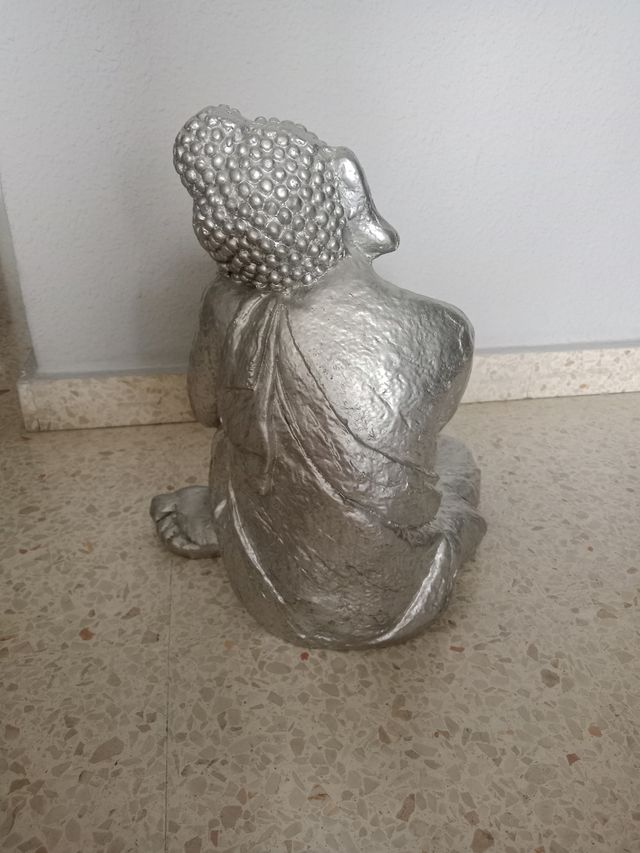 Figura Buda meditación plata 45cm de alto