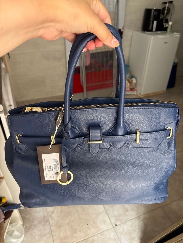 Bolso Piel Vacuno Azul